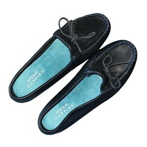 Hush Puppies navy blue leather loafers / moccasins, size 9